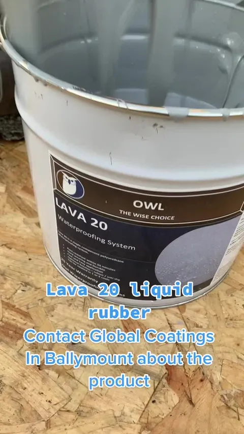 TikTok video cover: an open tub of Lava 20 liquid rubber waterproofing on a board